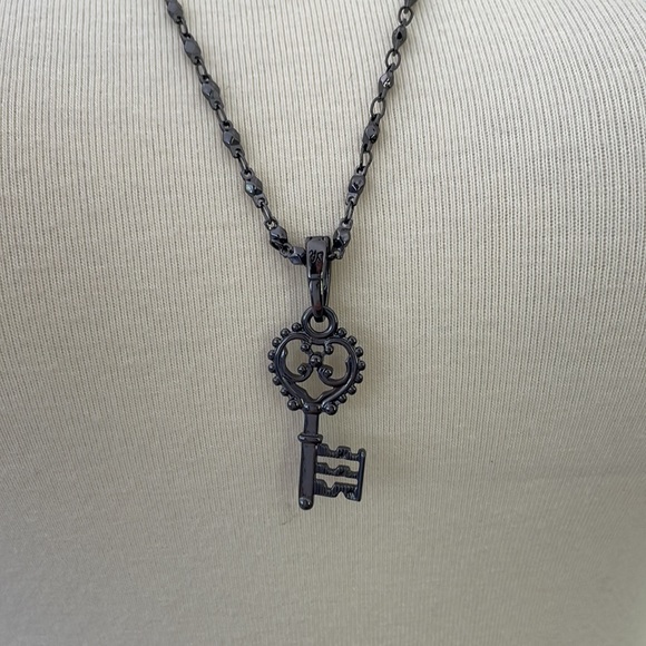 Dark Grey Key Pendant With Cut Beads Chain Necklace from South Hill Designs - Picture 2 of 6